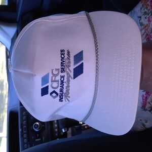 Vtg CFG Insurance Services Racing Team Embroidered Snapback Hat Cap w/Rope